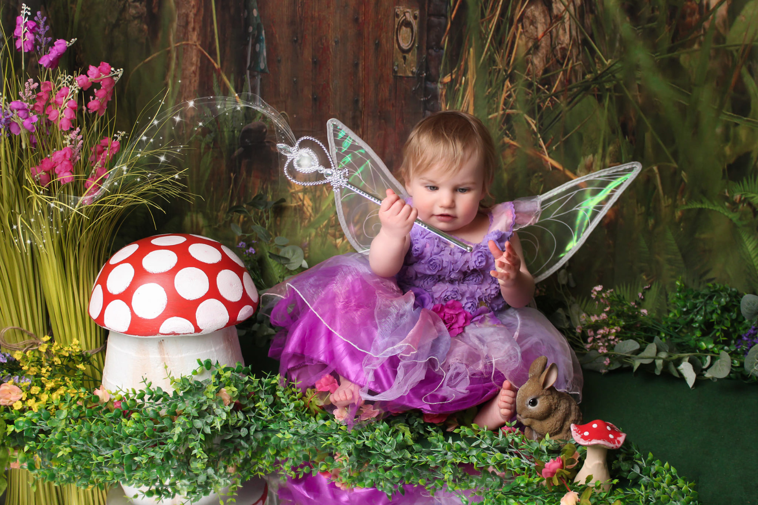 fairy girl playing in garden
