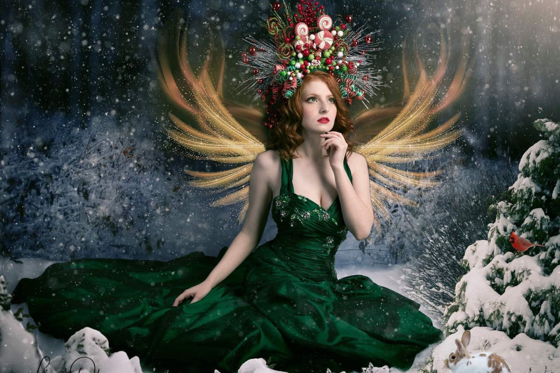 a fairy maiden with Kate Winter Dream Christmas Night Trees Backdrop for Photography Designed By Jerry_Sina