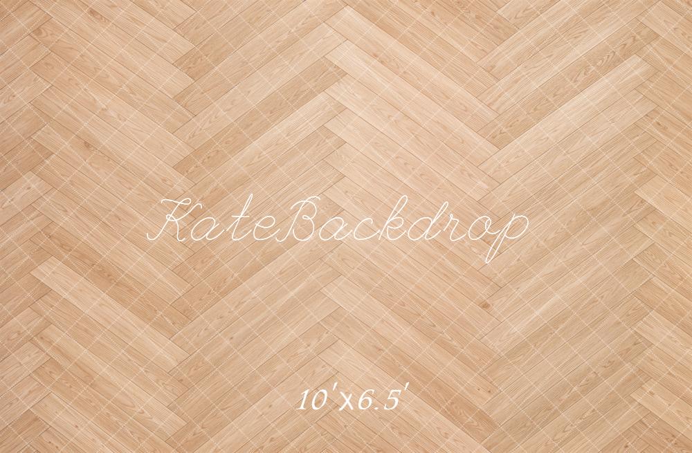 Kate Light Wood Herringbone Floor Printed Backdrop Designed by Emetselch