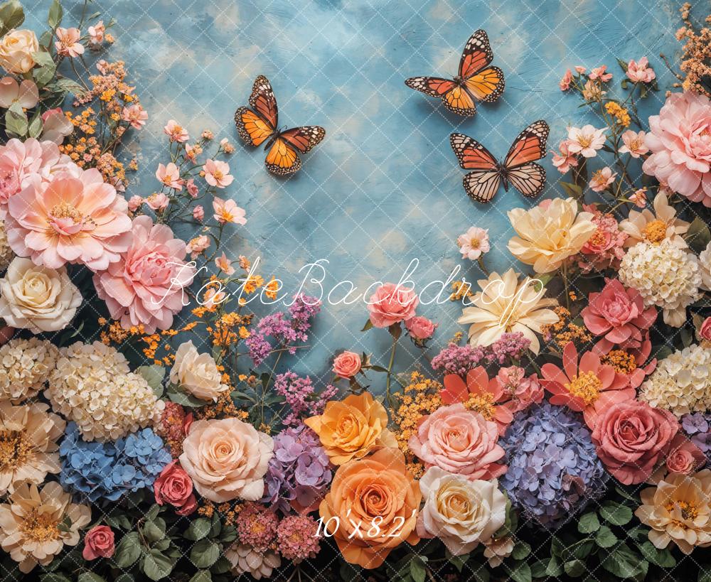 Fondo de Jardín de Mariposas Florales de Primavera Diseñado por Emetselch