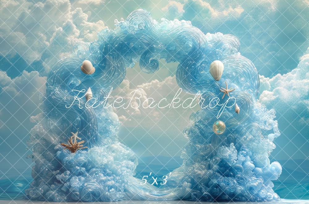 Fantasy Sirena Onde Arco Oceano Conchiglia Sfondo Designed by Mini MakeBelieve