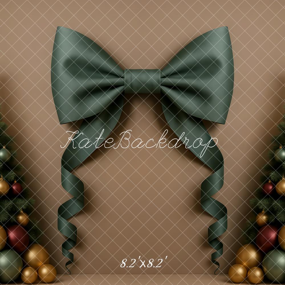 Kate Christmas Green Bow Christmas Trees Backdrop Designed by Patty Roberts