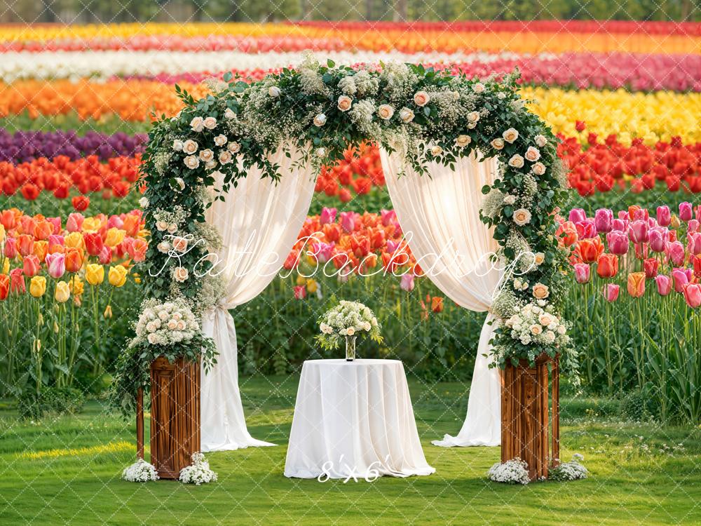 Kate Spring Flower Arch Floral Garden Tulips Backdrop Designed by Emetselch