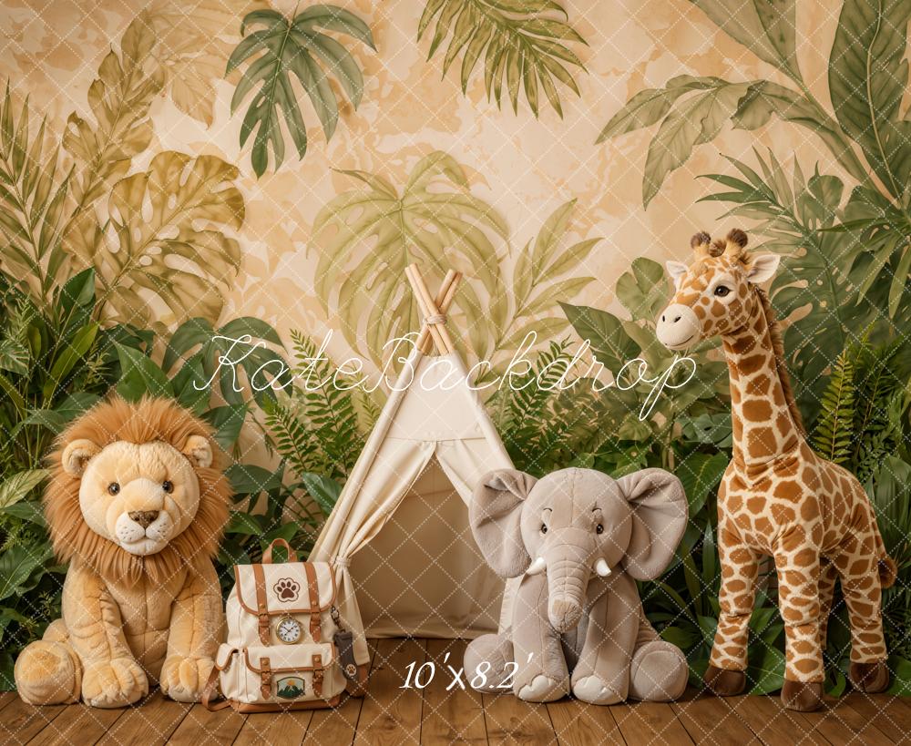 Kate Cake Smash Jungle Safari Teepee Lion Elephant Giraffe Printed Backdrop Designed by Emetselch