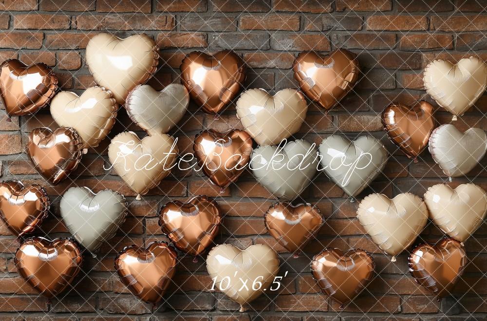 Kate Celebration Heart Balloons Brick Wall Backdrop Designed by Mini MakeBelieve
