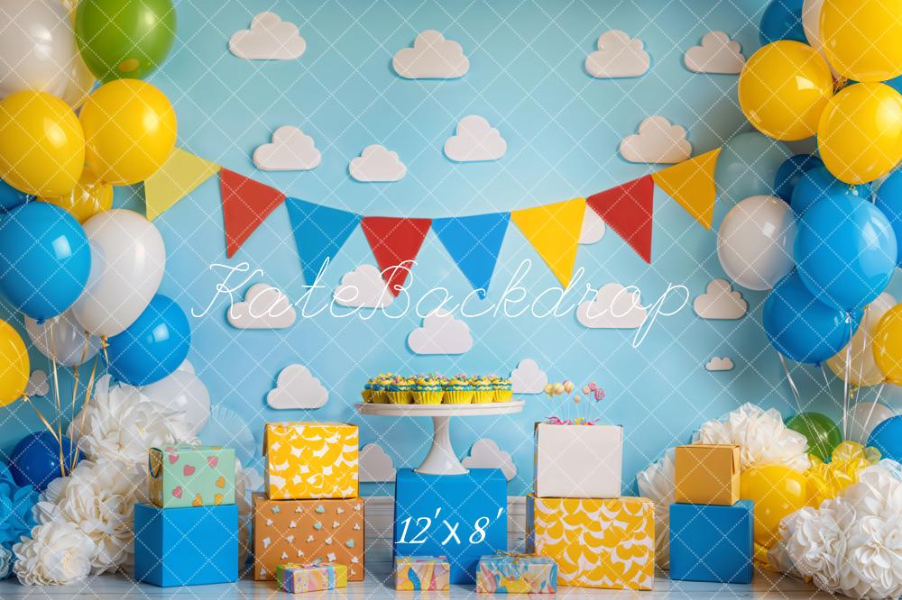 Kate Birthday Party Colorful Toy Balloons Backdrop Designed by Emetselch