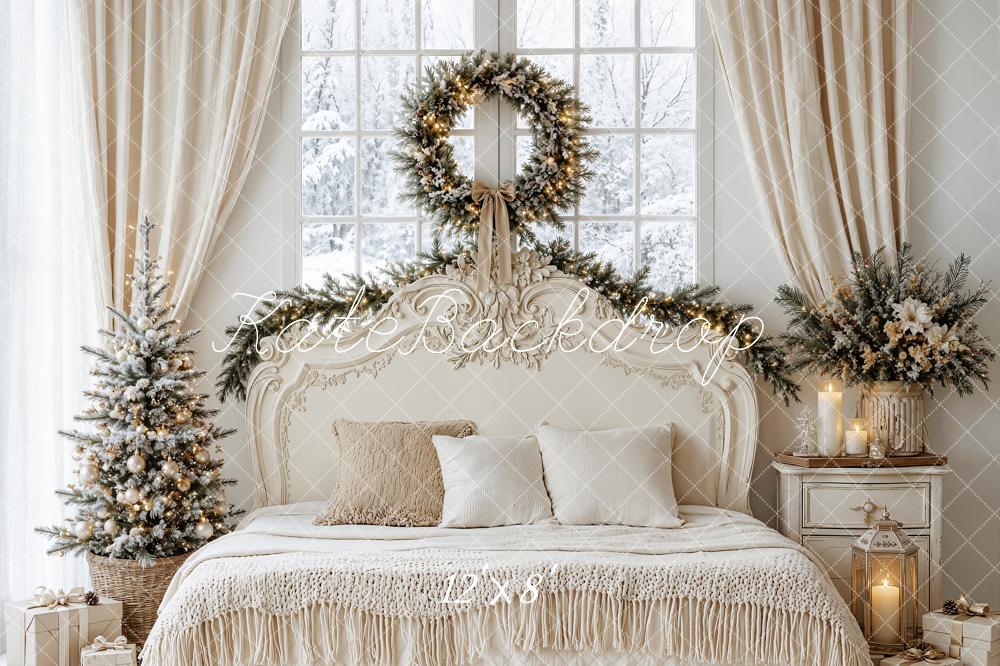 Kate Christmas Bedroom Pine Wreath Garland Tree Printed Backdrop Designed by Emetselch