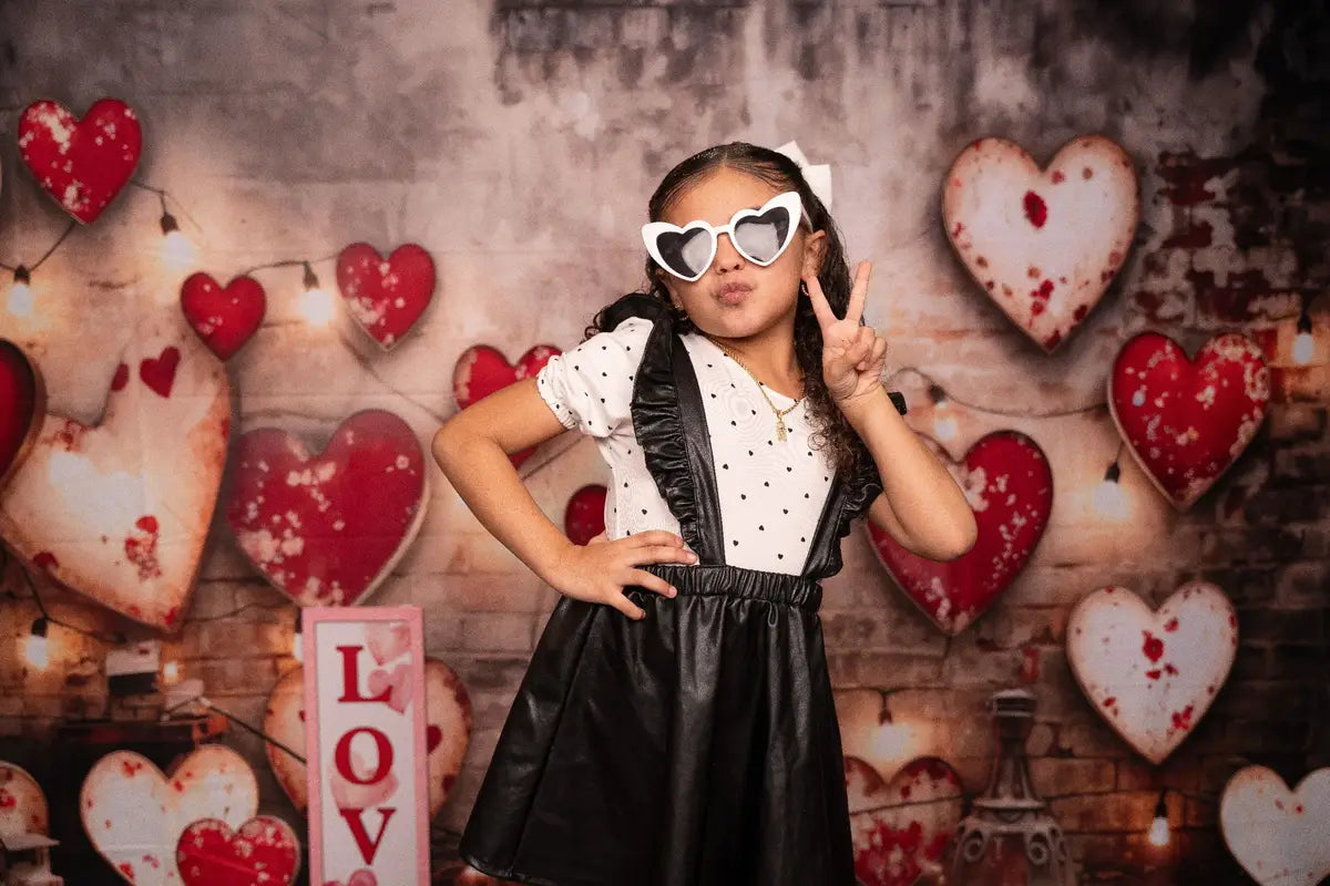 Kate Valentine's Day Industrial Sense Retro Lamp Wall Love Printed Backdrop Designed by Emetselch