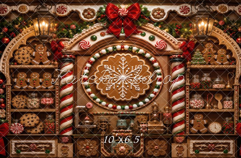 Kate Christmas Gingerbread Candy Cookie Wall Printed Backdrop Designed by Vertigo Productions