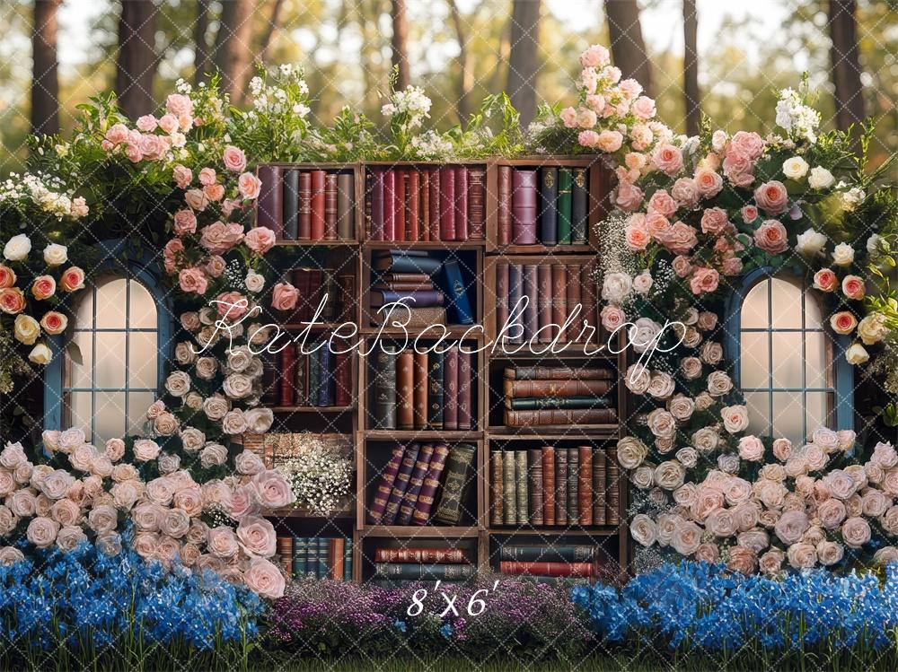 Fondo de estantería de flores del bosque de primavera Diseñado por Mini MakeBelieve