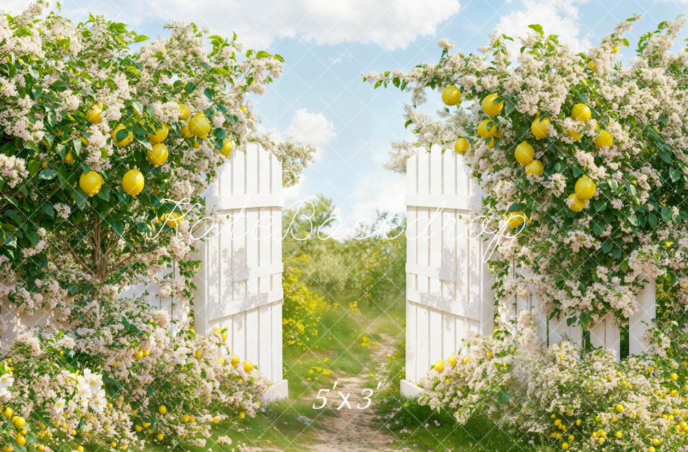 Kate Summer Lemon Garden Gate Backdrop Designed by Emetselch