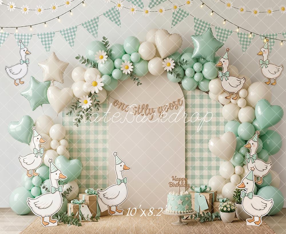 Kate Cake Smash Balloon Arch Daisy Silly Goose Birthday Backdrop Designed by Emetselch