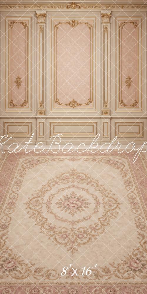 Kate Sweep Vintage Wall Pink Ornate Panel Carpet Printed Backdrop Designed by Vertigo Productions