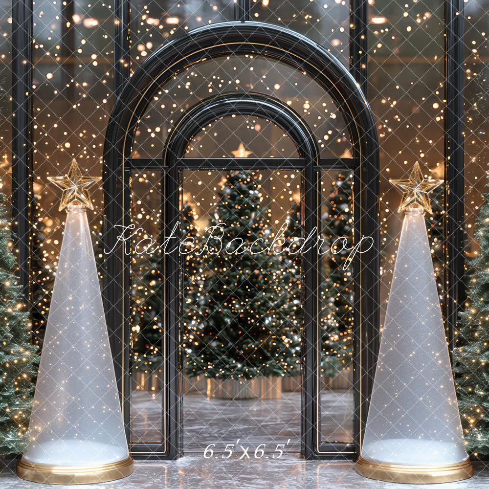 Kate Christmas Trees Arch String Lights Backdrop Designed by Mini MakeBelieve