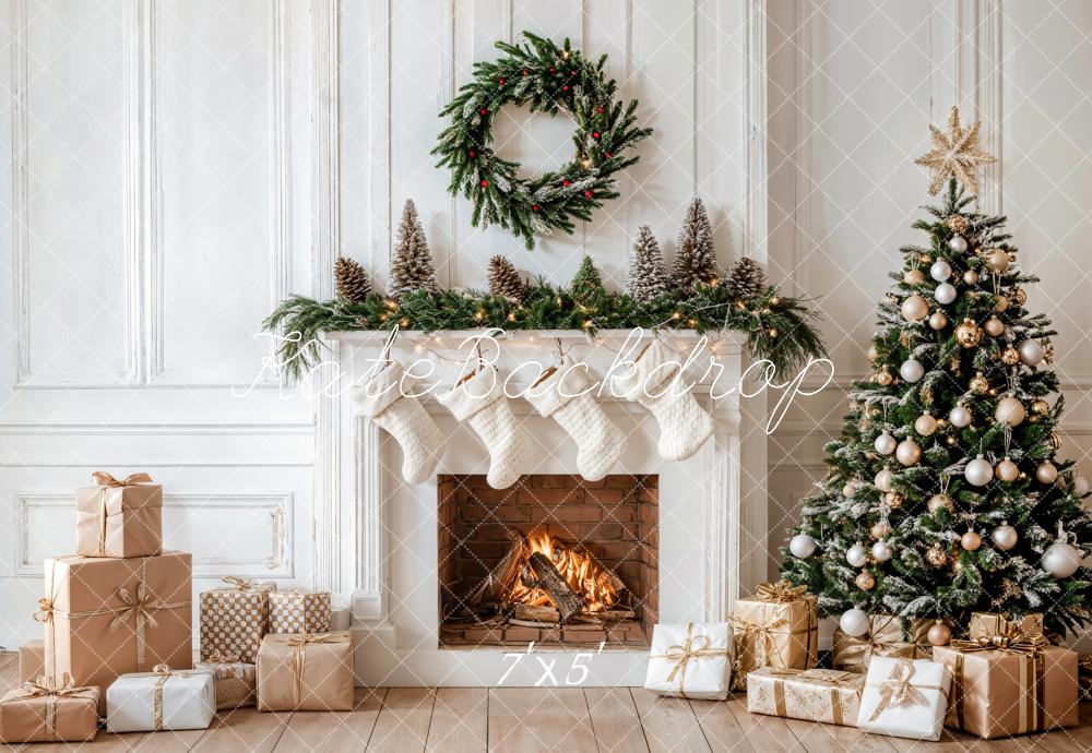 Christmas Fireplace Backdrop, Holiday Photo Booth Prop - UK