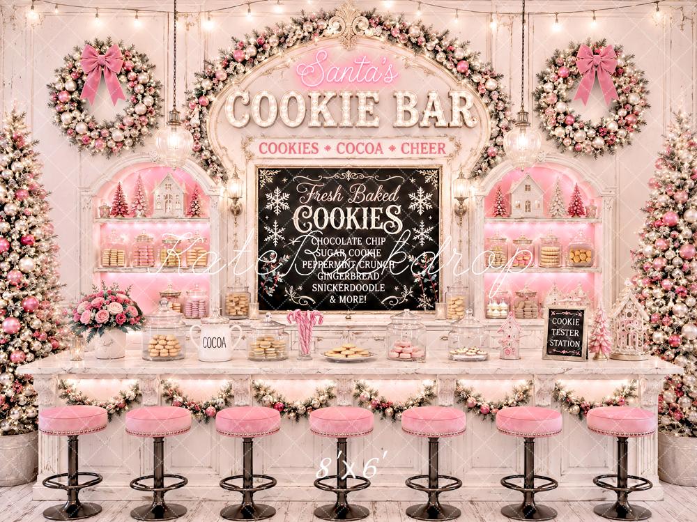 Kate Christmas Wreath Pink Cookie Bar Printed Backdrop Designed by Ashley Paul