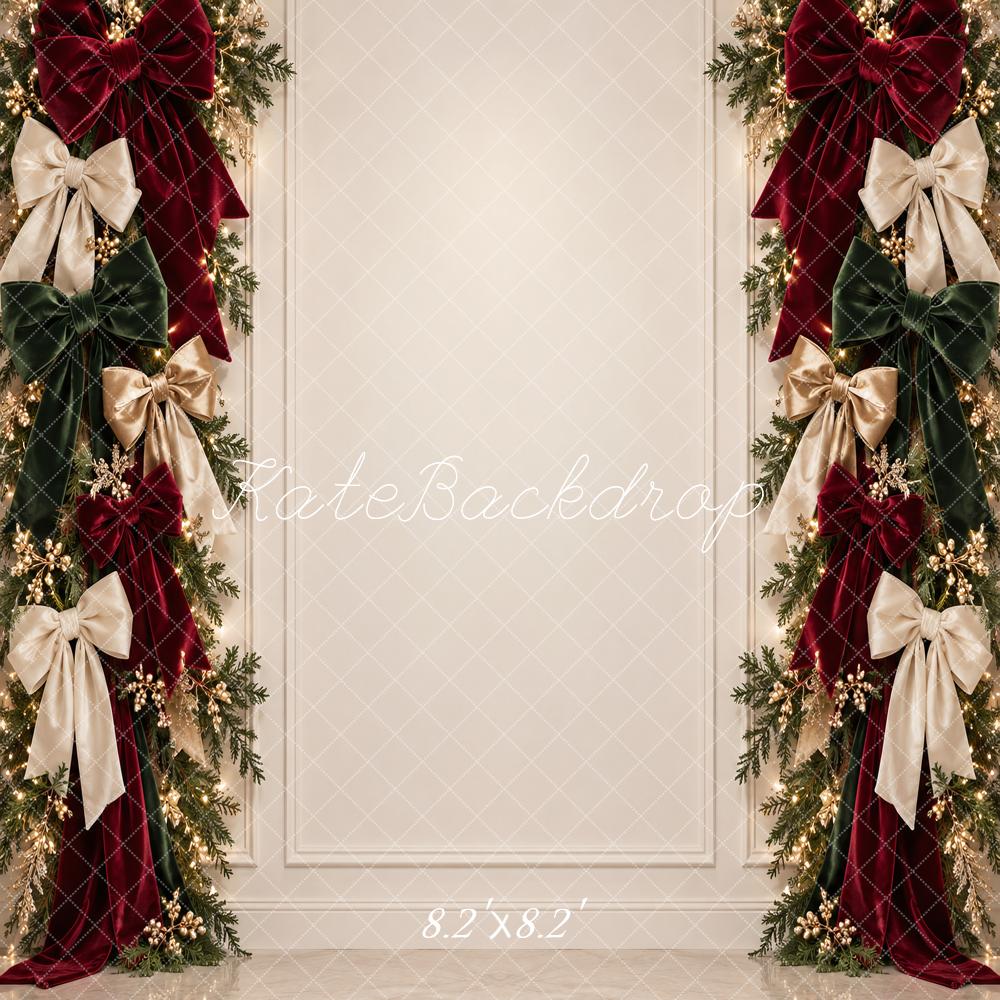 Kate Christmas Garland Bows Elegant Holiday Wall Printed Backdrop Designed by Vertigo Productions