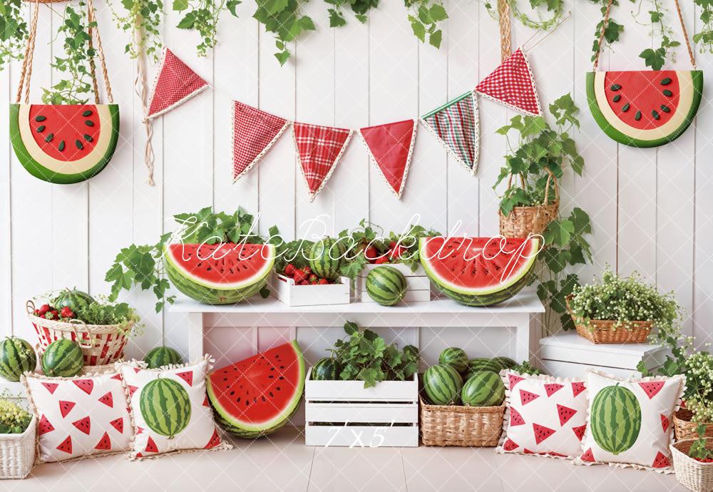 Kate Summer Watermelon Picnic Bunting Backdrop Designed by Emetselch
