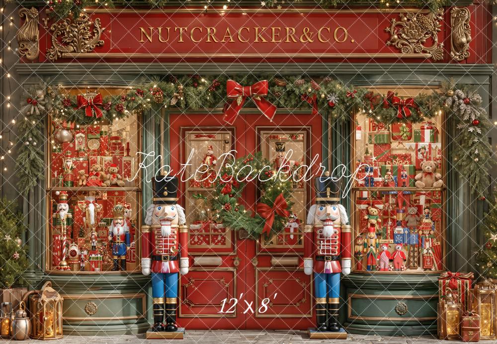 Kate Christmas Nutcracker Toy Store Red Doorway Backdrop Designed by Emetselch