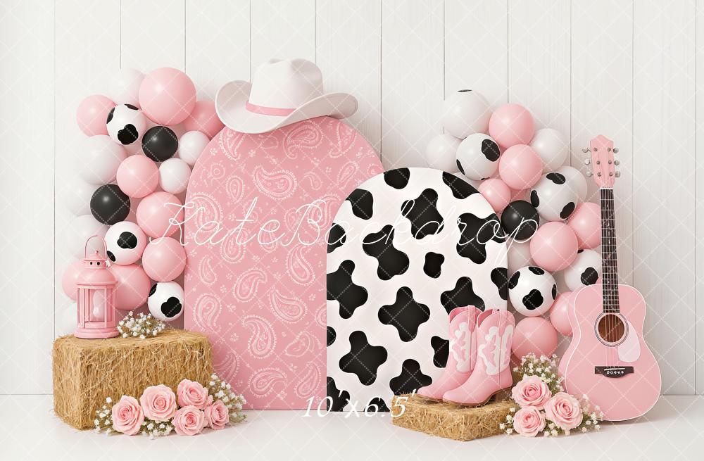 Smash Cake Cowgirl Rosa Western Fondo Diseñado por Ashley Paul
