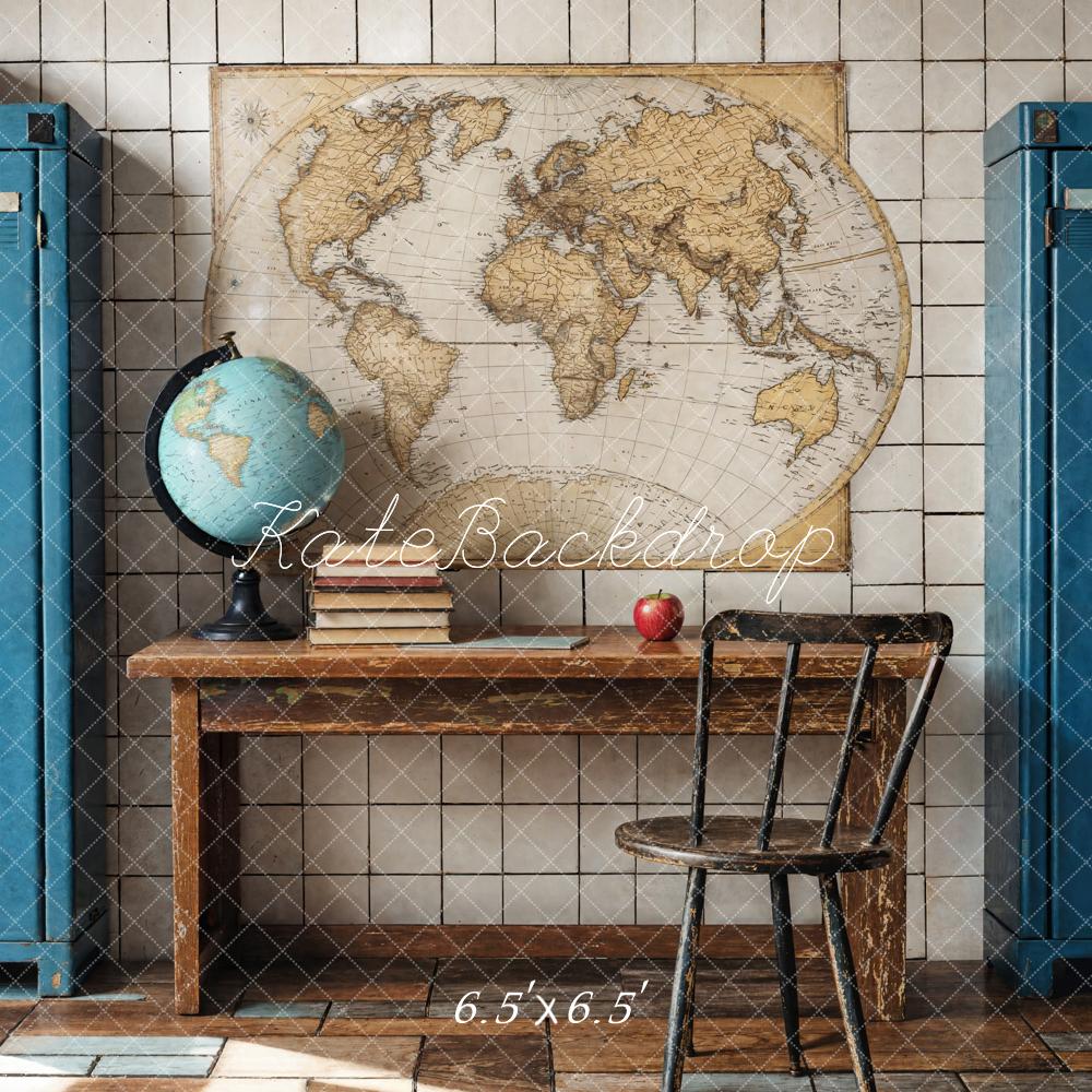 Kate Regreso a Clases Fondo de Mapa Vintage del Globo Diseñado por Emetselch