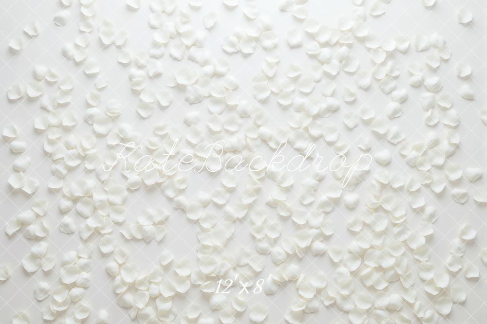 Kate White Petals Scatter Floor Printed Backdrop Designed by Mini MakeBelieve