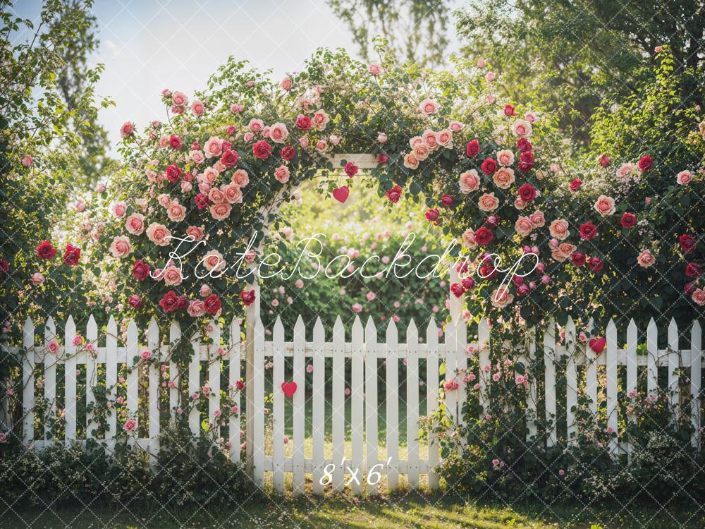 Valentine Flower Arch Garden Fence Foto Achtergrond Designed by Emetselch