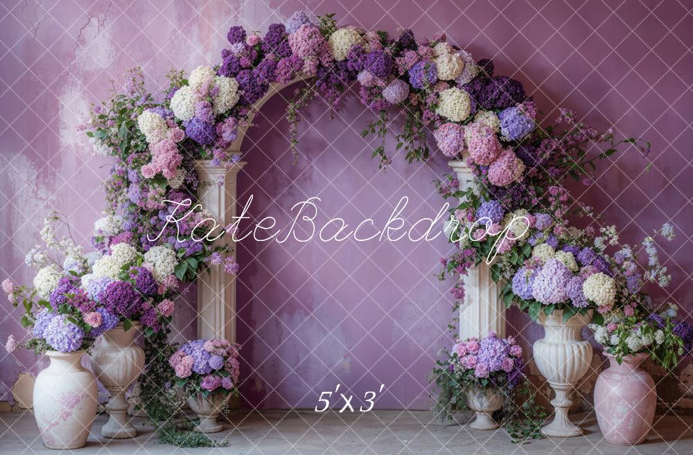 Kate Spring Beautiful Purple Floral Arch Backdrop Designed by Emetselch