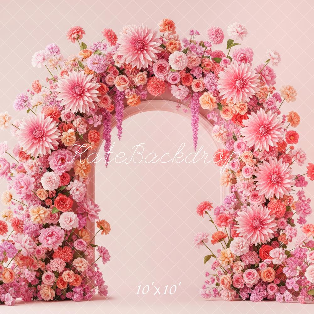 Kate Valentine's Day Flower Arch Pink Flowers Backdrop Designed by Patty Roberts
