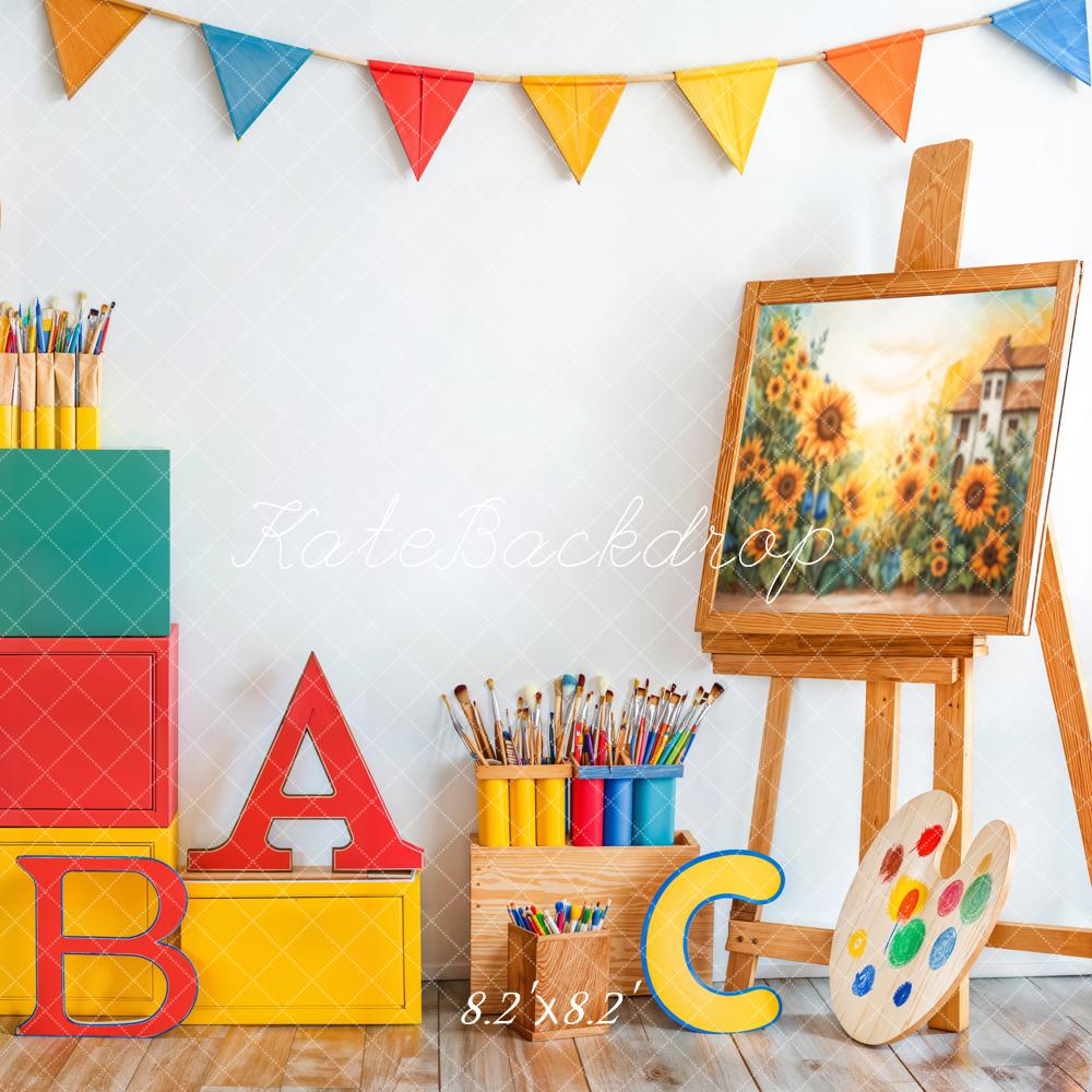 Kate School Art Painting Alphabet Blocks Backdrop Designed by Emetselch