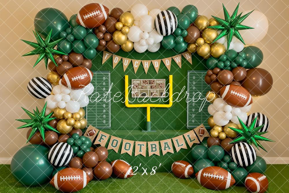 Kate Cake Smash Football Balloon Arch Goal Post Scoreboard Green Backdrop Designed by Emetselch
