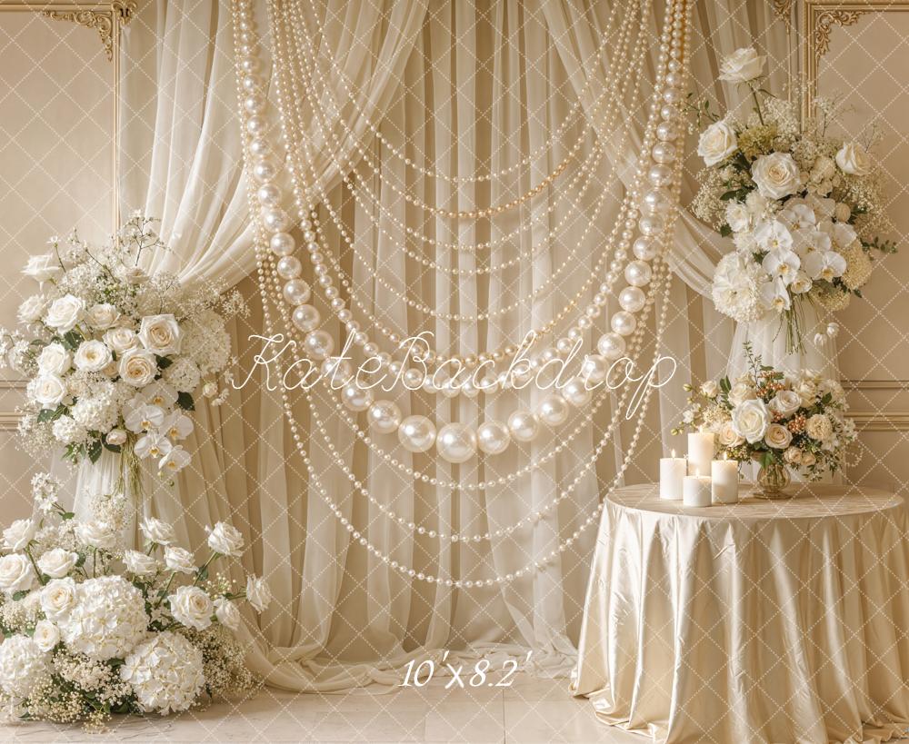 Kate Mother's Day Pearl Garland Floral Elegant Wedding Backdrop Designed by Emetselch