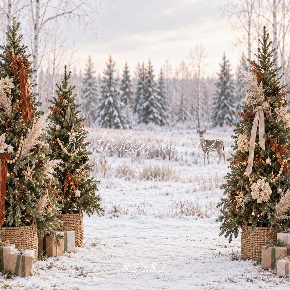 Kate Christmas Snowy Forest Trees Gifts Printed Backdrop Designed by Vertigo Productions