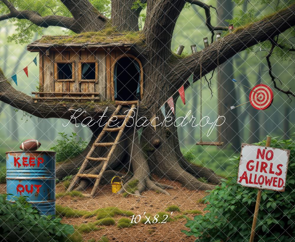TEST Kate Summer Treehouse Forest Clubhouse Printed Backdrop Designed by Laura Bybee