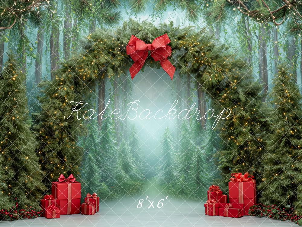 Kate Christmas Pine Arch Forest Presents Backdrop Designed by Patty Roberts