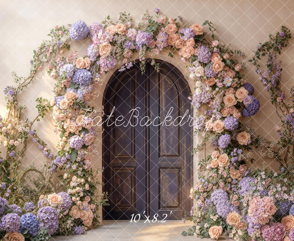 Kate Spring Flower Arch Pastel Roses and Hydrangeas Door Backdrop Designed by Emetselch