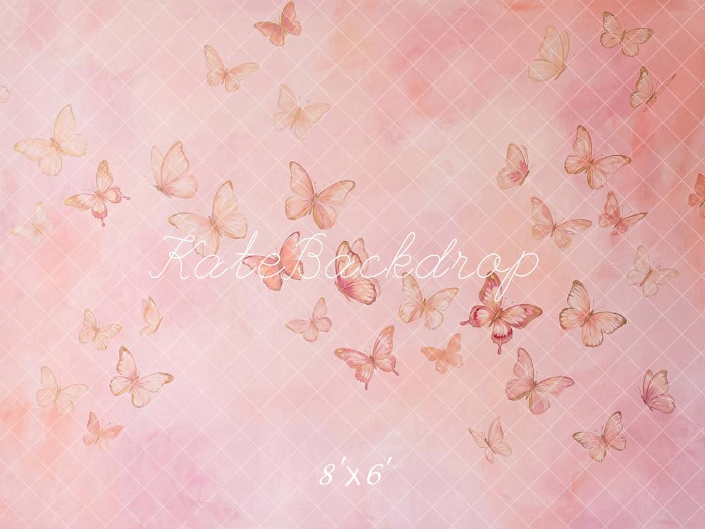Kate Abstract Pink Watercolor Butterflies Printed Backdrop Designed by Patty Roberts