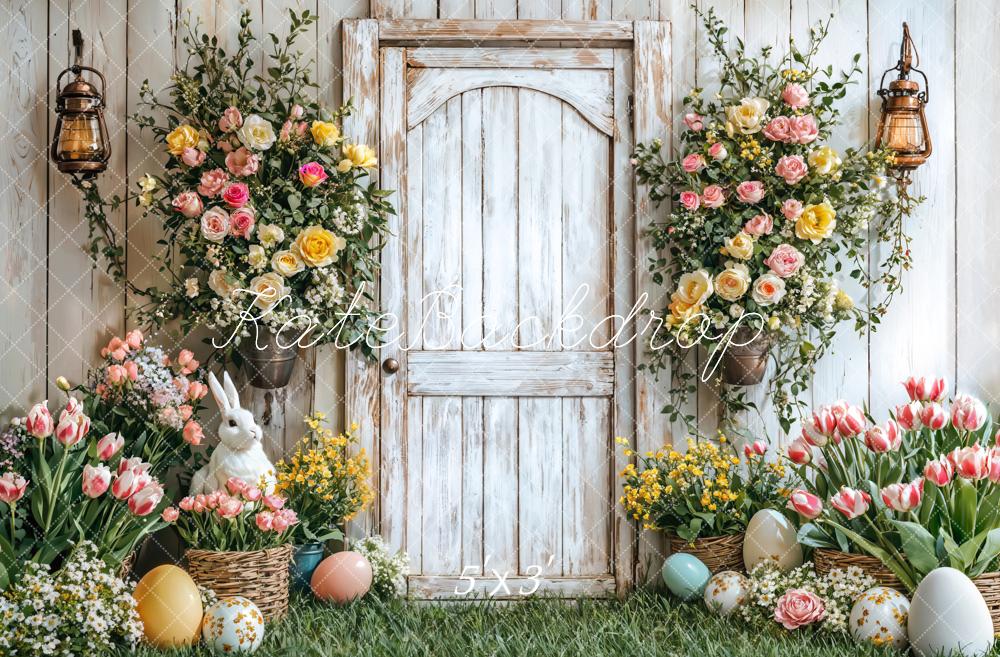 Easter Bunny Flower Basket Door Foto Achtergrond Designed by Emetselch