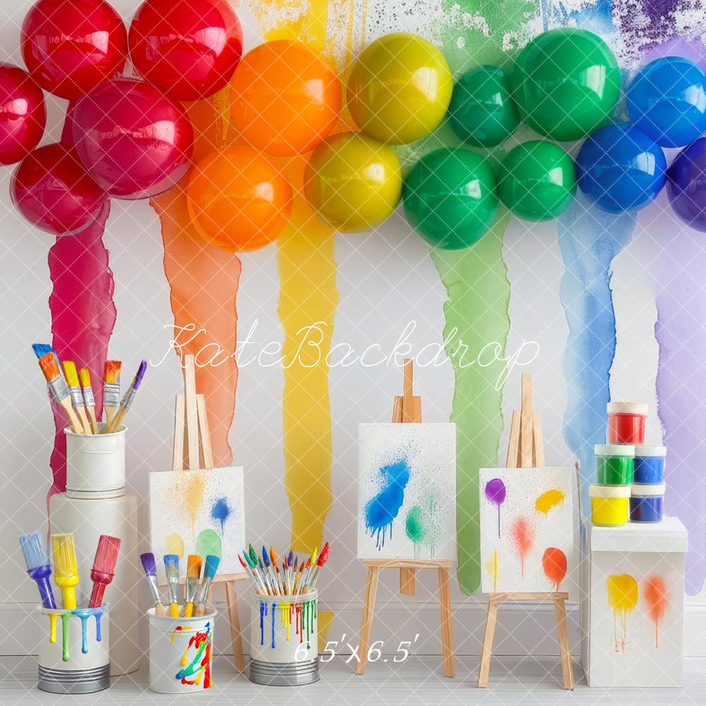 Kate Rainbow Art Paint Party Backdrop Designed by Mini MakeBelieve