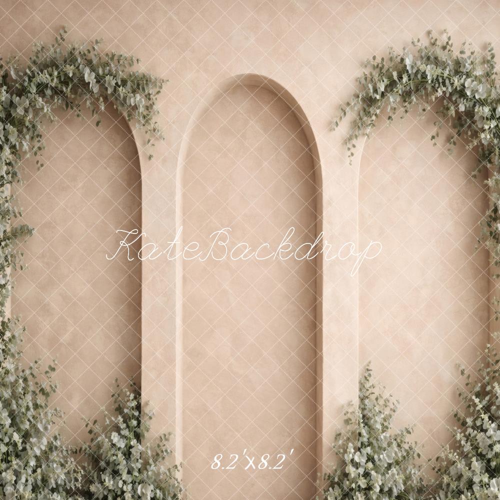 Kate Spring Flower Arch Arched Wall Beige Printed Backdrop Designed by Vertigo Productions