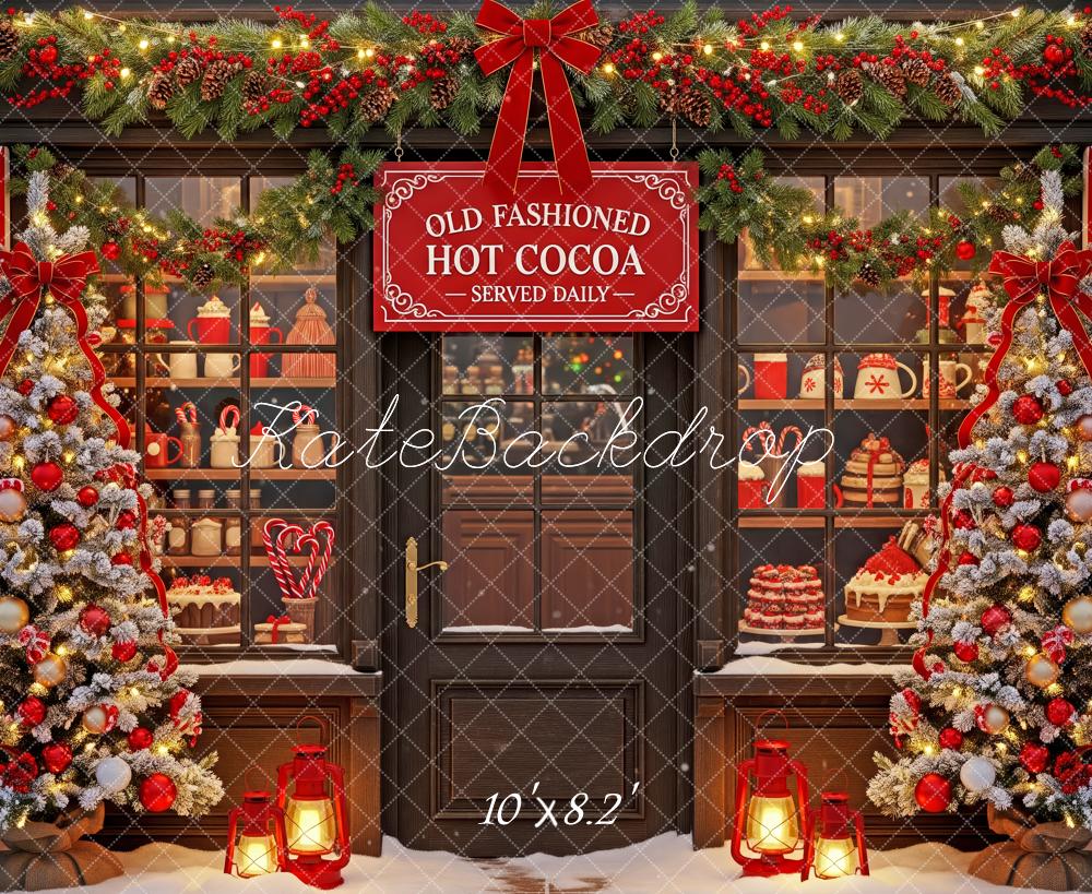 Kate Christmas Hot Cocoa Shop Christmas Trees Garland Backdrop Designed by Patty Roberts