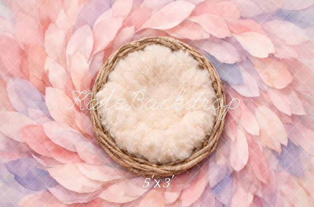 Kate Newborn Pastel Petal Leaves Nest Floor Printed Backdrop Designed by Vertigo Productions