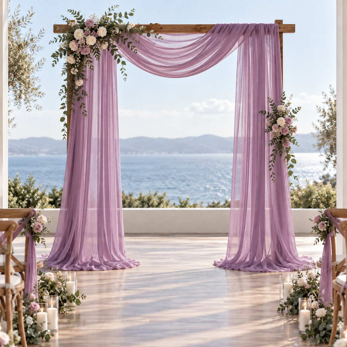 Kate Purple 5x15ft Ethereal Soft Veil Drapery – Semi-Sheer Flowing Fabric for Photography & Event Styling