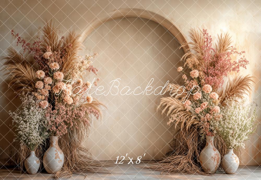 Kate Boho Beige Pampes Foral Arch Backdrop Designed by Emetselch