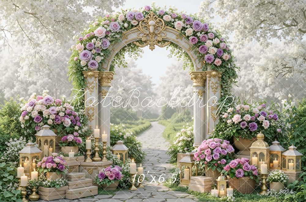 Kate Spring Flower Arch Lanterns Garden Path Backdrop Designed by Mini MakeBelieve