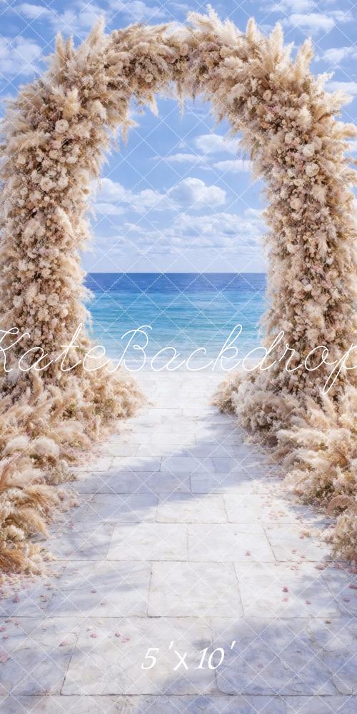 Kate Sweep Flower Arch Ocean Pathway Printed Backdrop Designed by Vertigo Productions