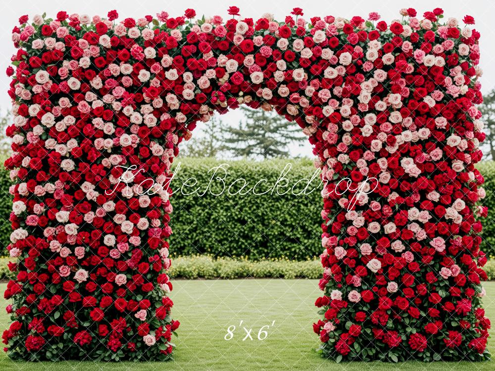 Kate Spring Flower Arch Red and Pink Roses Backdrop Designed by Patty Roberts