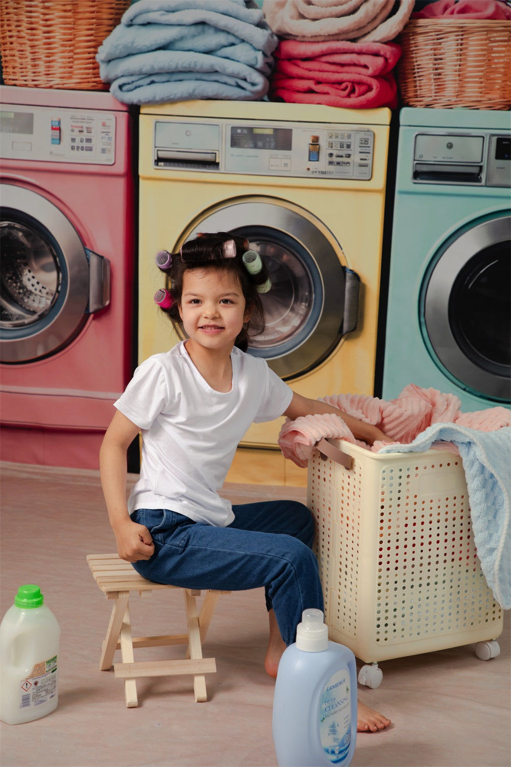 Kate Laundry Day Colorful Washing Machine Spring Photo Kit Photography Backdrops&Props Themed Bundle