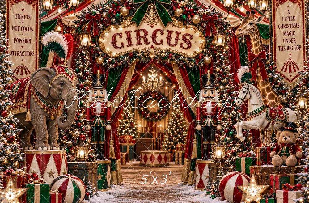 Kate Christmas Circus Animals Arch Nutcracker Printed Backdrop Designed by Ashley Paul