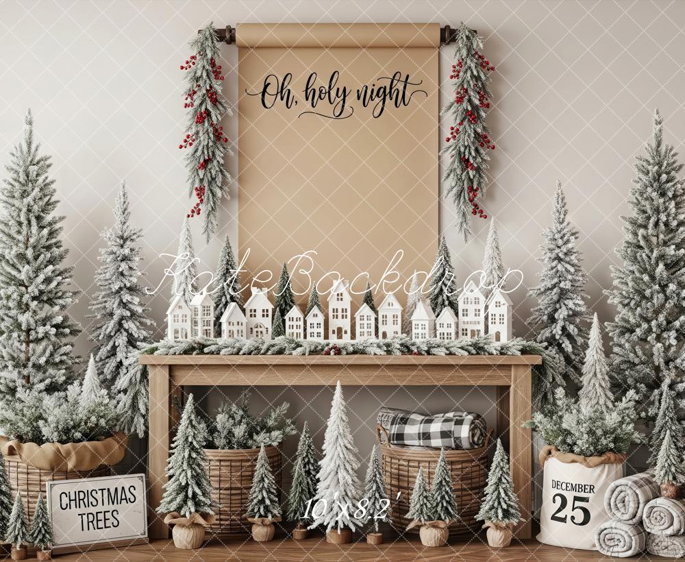 Kate Christmas Snowy Trees Garland Village Table Backdrop Designed by Patty Roberts